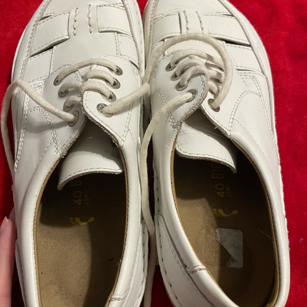 Birkenstock White Leather Shoes